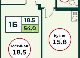 Продам 1-ком. квартиру, 54 м2, посёлок Солонцы, жилой комплекс Эко, 3