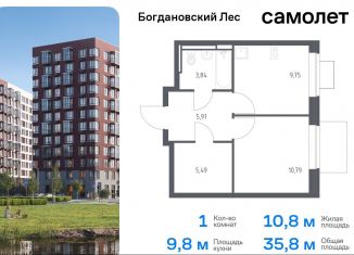 Продам 1-комнатную квартиру, 35.8 м2, Ленинский городской округ, жилой комплекс Богдановский Лес, 7.3