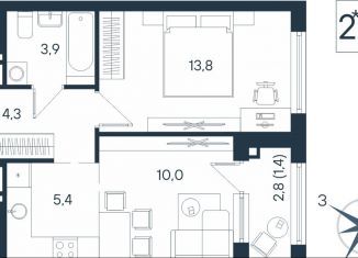 Продаю 2-ком. квартиру, 38.8 м2, Пермь, Индустриальный район