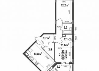 Продам 2-комнатную квартиру, 60.7 м2, Владимир, Смоленская улица, 3, Октябрьский район