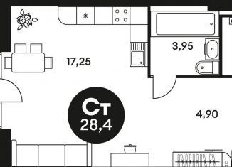 Продается квартира студия, 28.4 м2, Ростов-на-Дону, Красноармейская улица, 254