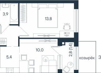 Продаю двухкомнатную квартиру, 38.8 м2, Пермь, Индустриальный район