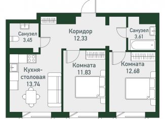 Продается двухкомнатная квартира, 65.9 м2, посёлок Западный, Спортивная улица, 12