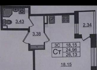 Квартира на продажу студия, 26.1 м2, Санкт-Петербург, Московский район