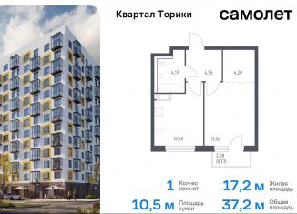 Однокомнатная квартира на продажу, 37.2 м2, Ленинградская область, жилой комплекс Квартал Торики, к1.1