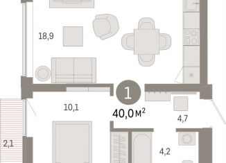 1-ком. квартира на продажу, 40 м2, Екатеринбург, Чкаловский район, улица Гастелло, 19А