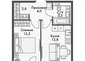 Продается 1-комнатная квартира, 35.5 м2, Казань