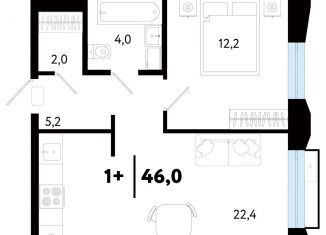 Продам 2-комнатную квартиру, 46 м2, Тюмень