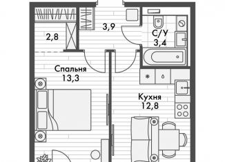 1-ком. квартира на продажу, 36.6 м2, Казань