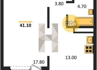 Однокомнатная квартира на продажу, 41.1 м2, Новосибирск, метро Берёзовая роща, улица Николая Островского, 195/6