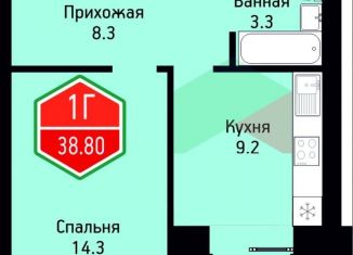 Продается однокомнатная квартира, 38.8 м2, Тюмень, Центральный округ, улица Ветеранов Труда, 9Ак3