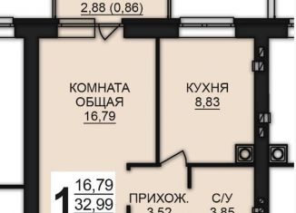 1-ком. квартира на продажу, 35.5 м2, Богданихское сельское поселение