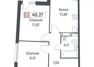 Продажа 2-ком. квартиры, 44.2 м2, Ленинградская область