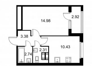 Продажа 1-ком. квартиры, 35.3 м2, Санкт-Петербург