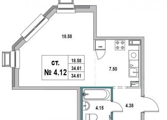 Продаю квартиру студию, 34.6 м2, Выборг, 1-я Южная улица, 8