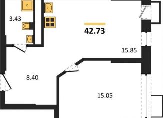 Продажа 1-комнатной квартиры, 42.7 м2, Воронеж, Железнодорожный район, набережная Чуева, 7