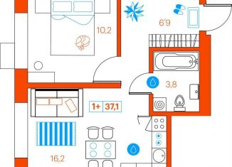 Продается 1-комнатная квартира, 37.1 м2, Тюмень, улица Ветеранов Труда, 36/1