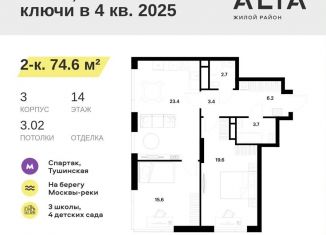 Продаю 2-комнатную квартиру, 74.6 м2, Москва, СЗАО