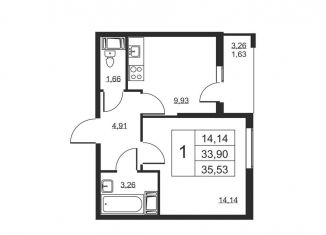 Продается однокомнатная квартира, 35.5 м2, Ленинградская область