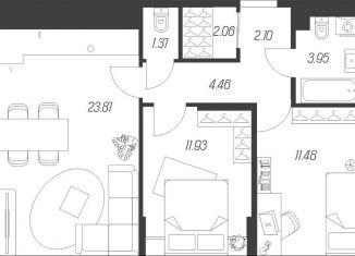 Продажа 2-ком. квартиры, 61.2 м2, Тула, Привокзальный территориальный округ