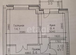 1-комнатная квартира на продажу, 36 м2, Владикавказ, улица Хадарцева, 39к1