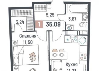 Продается 1-комнатная квартира, 35.1 м2, Мурино