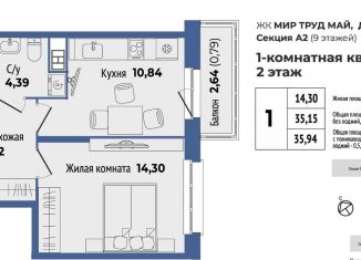 1-ком. квартира на продажу, 35.9 м2, Екатеринбург, метро Уралмаш