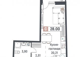 Продается квартира студия, 28 м2, Мурино