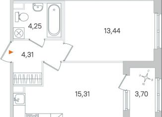 Продам 1-комнатную квартиру, 39.2 м2, Пушкин