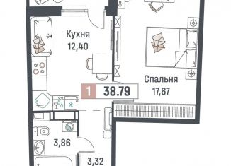 Продается 1-ком. квартира, 38.8 м2, Мурино