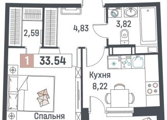 Продажа 1-ком. квартиры, 33.5 м2, Мурино