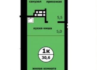 Квартира на продажу студия, 30.6 м2, Красноярский край, Вишнёвая улица