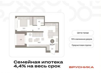 Продажа 1-комнатной квартиры, 54.3 м2, Тюмень, Ленинский округ