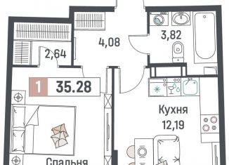 Продажа однокомнатной квартиры, 35.3 м2, Мурино