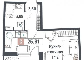 Продаю квартиру студию, 25.9 м2, Мурино