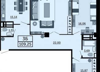 Продам трехкомнатную квартиру, 109.3 м2, Ростов-на-Дону