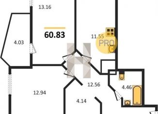 Продам двухкомнатную квартиру, 60.8 м2, Ростов-на-Дону