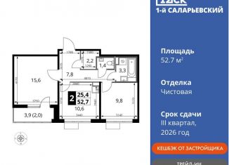 Продаю 2-ком. квартиру, 52.7 м2, Москва, жилой комплекс 1-й Саларьевский, 1