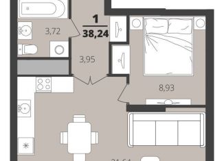 Продаю однокомнатную квартиру, 39 м2, Рязань, улица Александра Полина, 3