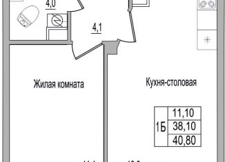 1-ком. квартира на продажу, 40.8 м2, Псковская область, улица Героя России Досягаева, 4