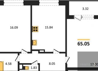 Продается 2-ком. квартира, 65 м2, Воронеж, улица Ворошилова, 1, Ленинский район