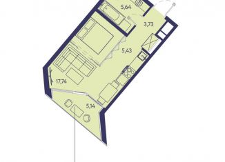 Продается 1-ком. квартира, 37.7 м2, посёлок городского типа Ливадия