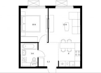 Продам 1-ком. квартиру, 38.1 м2, Москва, метро Стахановская, жилой комплекс Волжский Парк, 5.3