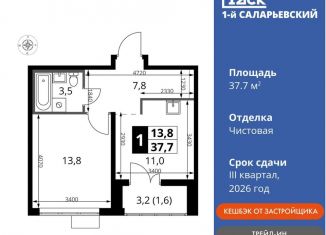 Продается 1-комнатная квартира, 37.7 м2, Москва, жилой комплекс 1-й Саларьевский, 1