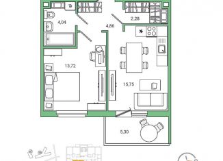 Продается 1-комнатная квартира, 42.4 м2, Ленинградская область, улица Чехова, 41к2