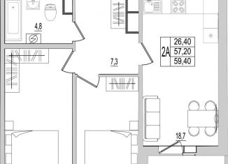 Продажа 2-комнатной квартиры, 59.4 м2, Псковская область