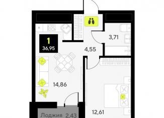 Продается 1-ком. квартира, 37 м2, Тюменская область, улица Первооткрывателей, 9