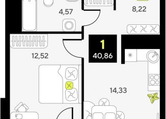 Продается однокомнатная квартира, 40.9 м2, Тюменская область