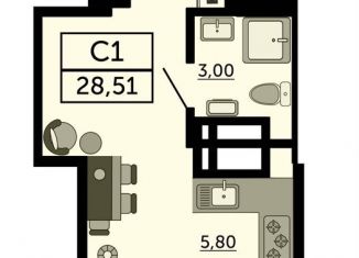 Продам квартиру студию, 28.5 м2, Ростов-на-Дону, Привокзальная улица, 9, Железнодорожный район