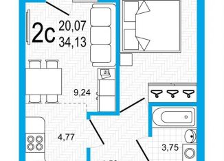 Продам 2-ком. квартиру, 34.1 м2, Уфа, Дёмский район